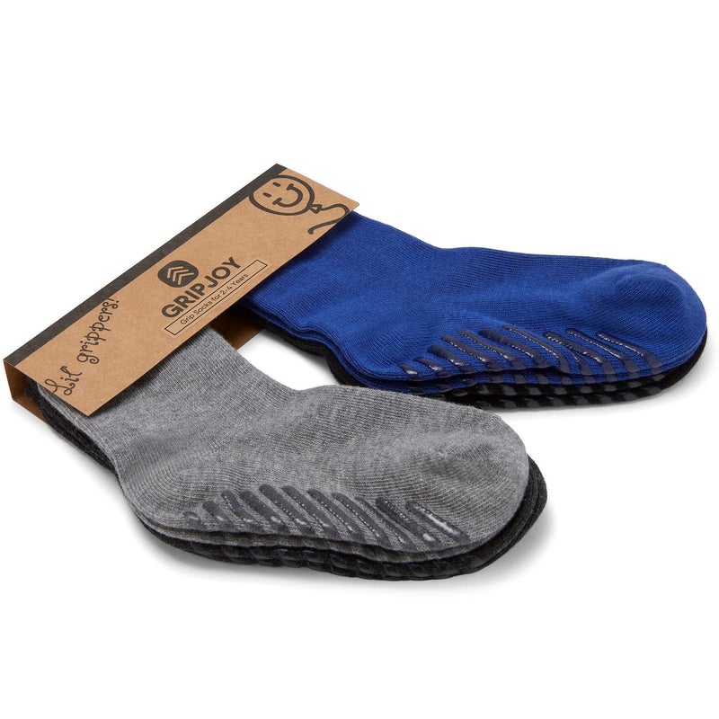 Gripjoy Toddler Socks with Grippers, Non-Slip for Kids, Enhanced Stability, Comfortable Cotton - 4 Pairs - Image 1